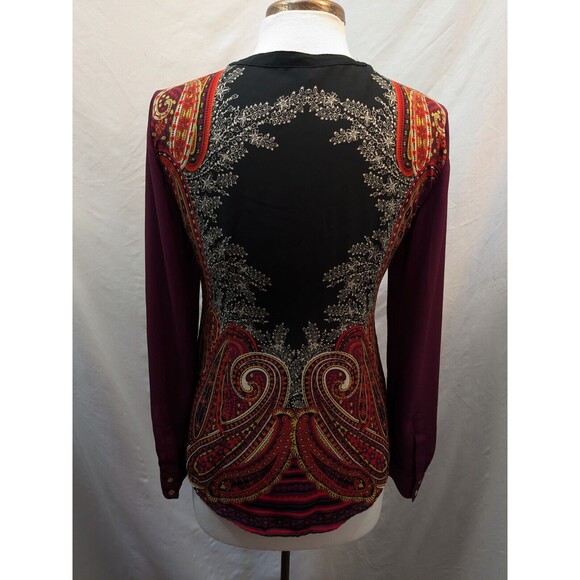 Dana Buchman Blouse Women's 4 Multi Paisley Print Career Top Corpcore Romantic - Picture 7 of 11